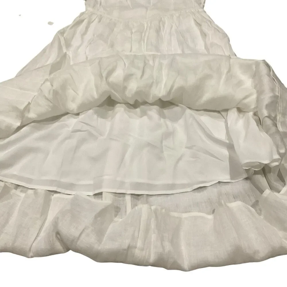 Hirsch & Timber White Linen Maxi Dress M Boho Cottagecore Lagenlook Prairie - Picture 8 of 16